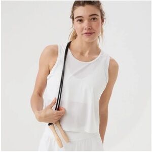 Aerie Offline Sweat Sesh Cropped Women's White Sleeveless Tank